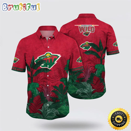 NHL Minnesota Wild Hawaiian Shirt Tropical Forest Motifs Summer Hawaiian Shirt