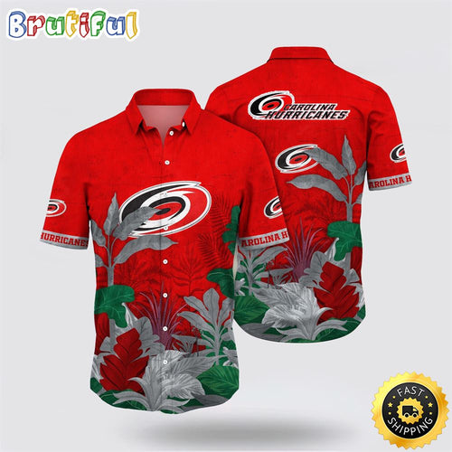 NHL Carolina Hurricanes Hawaiian Shirt Tropical Forest Motifs Summer Hawaiian Shirt