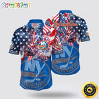 NHL New York Islanders Hawaiian Shirt With American Independence Day Pattern Summer Hawaiian Shirt