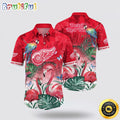NHL Detroit Red Wings Hawaiian Shirt Tropical Parrot And Flamingo Motifs Summer Hawaiian Shirt