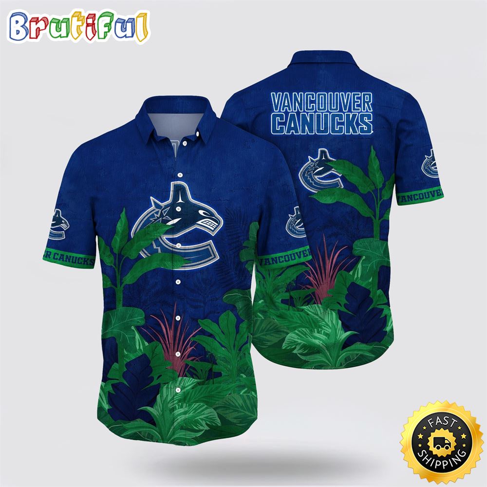 NHL Vancouver Canucks Hawaiian Shirt Tropical Forest Motifs Summer Hawaiian Shirt