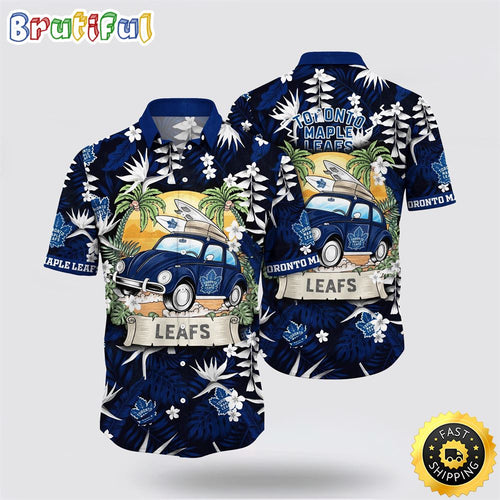 NHL Toronto Maple Leafs Hawaiian Shirt Tropical Forest Motif Car Traveling Summer Hawaiian Shirt