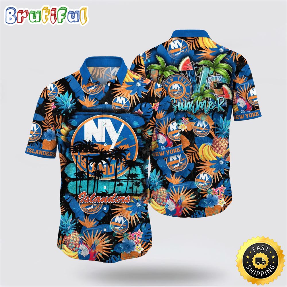 NHL New York Islanders Hawaiian Shirt With Tropical Fruits Summer Hawaiian Shirt