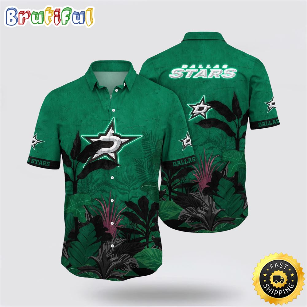 NHL Dallas Stars Hawaiian Shirt Tropical Forest Motifs Summer Hawaiian Shirt