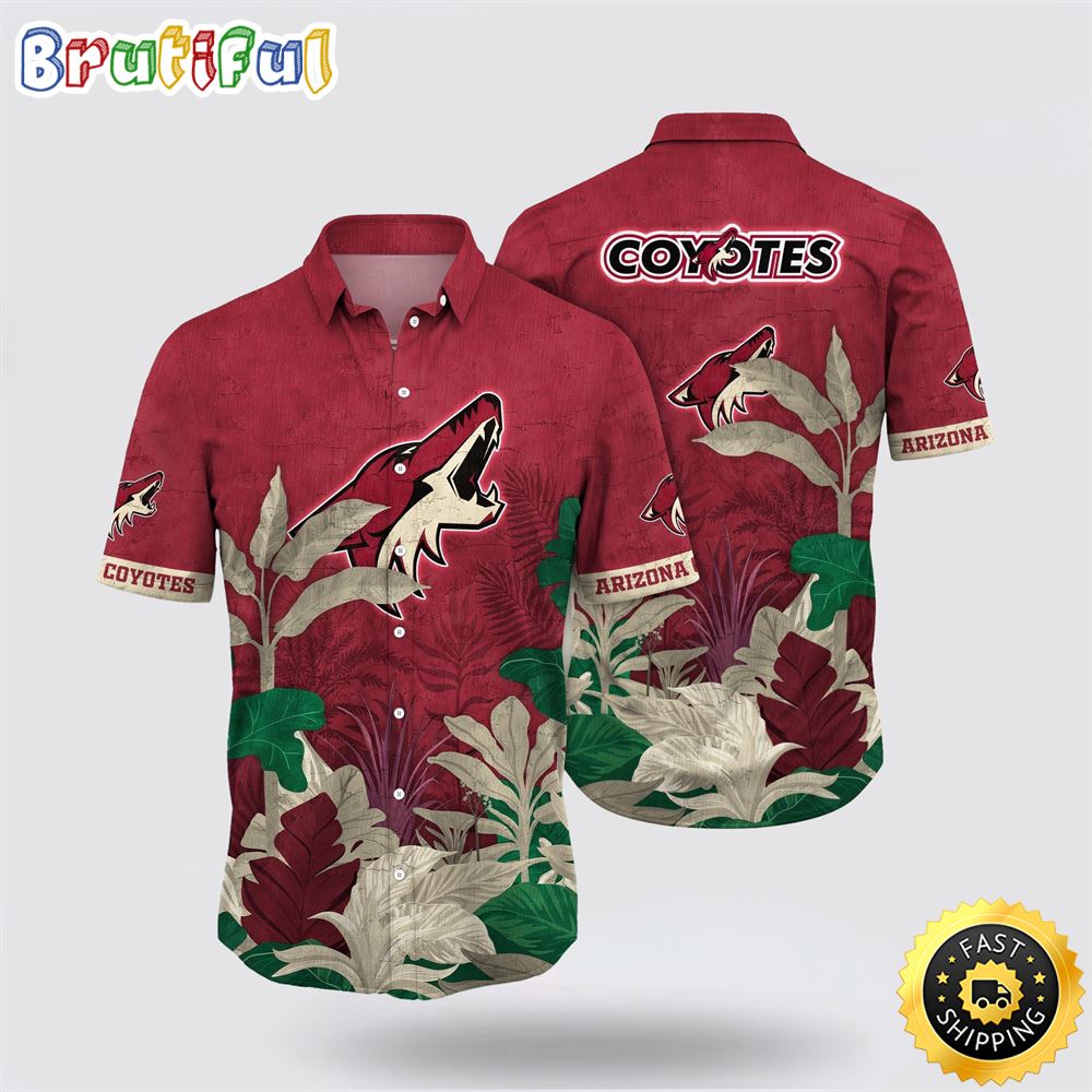 NHL Arizona Coyotes Hawaiian Shirt Tropical Forest Motifs Summer Hawaiian Shirt