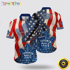 NHL Toronto Maple Leafs Hawaiian Shirt With American Flag Pattern Summer Hawaiian Shirt
