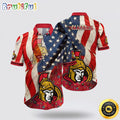 NHL Ottawa Senators Hawaiian Shirt With American Flag Pattern Summer Hawaiian Shirt