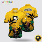 NHL Pittsburgh Penguins Hawaiian Shirt Tropical Forest Motifs Summer Hawaiian Shirt