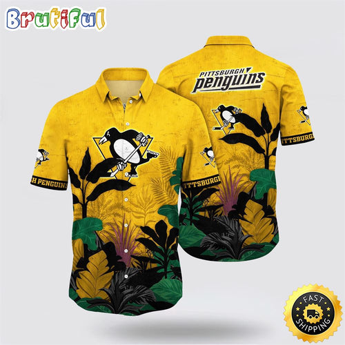 NHL Pittsburgh Penguins Hawaiian Shirt Tropical Forest Motifs Summer Hawaiian Shirt