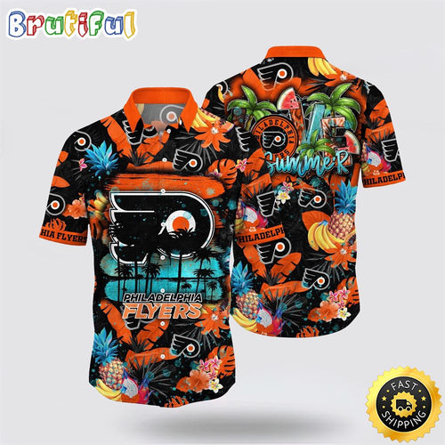 NHL Philadelphia Flyers Hawaiian Shirt With Tropical Fruits Summer Hawaiian Shirt