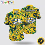 NHL Nashville Predators Hawaiian Shirt Tropical Leaf Pattern Summer Hawaiian Shirt