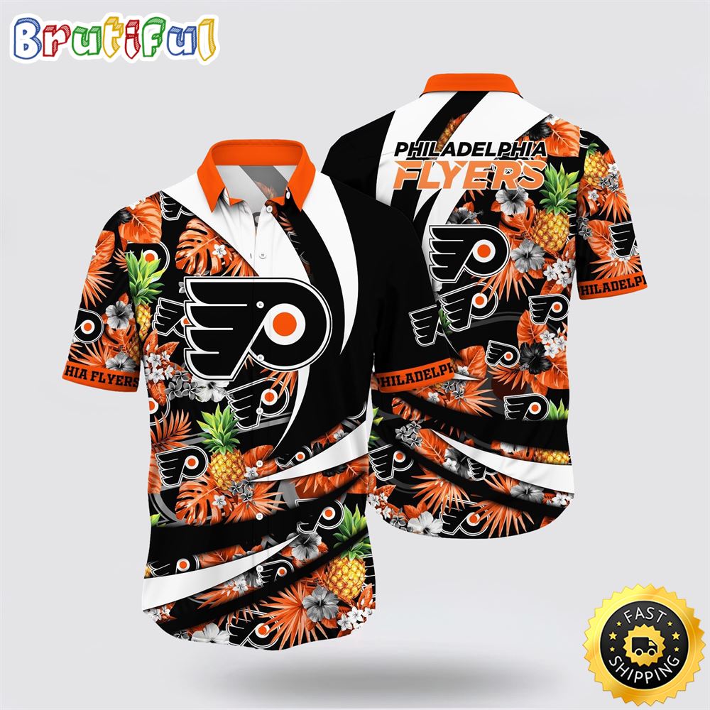 NHL Philadelphia Flyers Hawaiian Shirt With Tropical Pineapple Summer Hawaiian Shirt