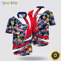 NHL Columbus Blue Jackets Hawaiian Shirt With Tropical Pineapple Summer Hawaiian Shirt