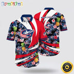 NHL Columbus Blue Jackets Hawaiian Shirt With Tropical Pineapple Summer Hawaiian Shirt