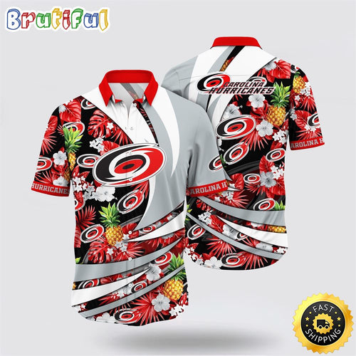 NHL Carolina Hurricanes Hawaiian Shirt With Tropical Pineapple Summer Hawaiian Shirt