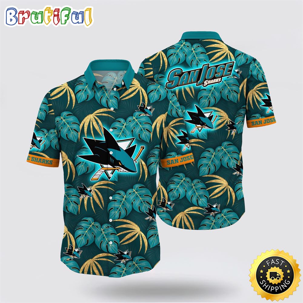 NHL San Jose Sharks Hawaiian Shirt Tropical Motifs Summer Hawaiian Shirt