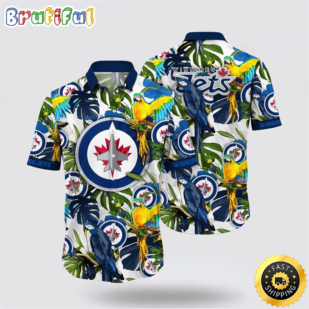 NHL Winnipeg Jets Hawaiian Shirt Tropical Parrot Pattern Summer Hawaiian Shirt