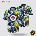NHL Winnipeg Jets Hawaiian Shirt Tropical Parrot Pattern Summer Hawaiian Shirt