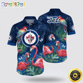 NHL Winnipeg Jets Hawaiian Shirt Tropical Parrot And Flamingo Motifs Summer Hawaiian Shirt