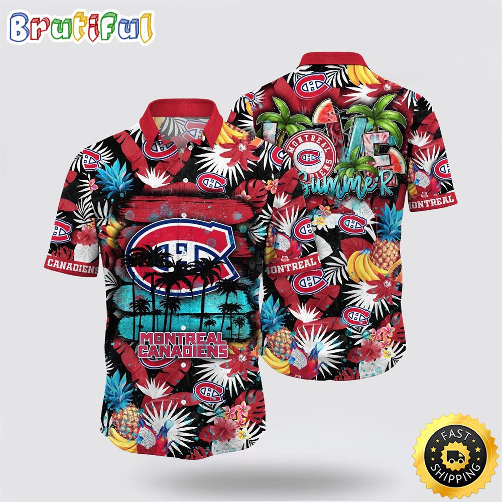 NHL Montreal Canadiens Hawaiian Shirt With Tropical Fruits Summer Hawaiian Shirt