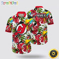 NHL New Jersey Devils Hawaiian Shirt Tropical Parrot Pattern Summer Hawaiian Shirt
