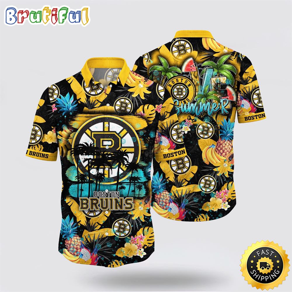NHL Boston Bruins Hawaiian Shirt With Tropical Fruits Summer Hawaiian Shirt