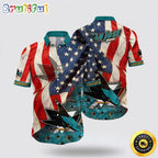 NHL San Jose Sharks Hawaiian Shirt With American Flag Pattern Summer Hawaiian Shirt