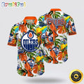 NHL Edmonton Oilers Hawaiian Shirt Tropical Parrot Pattern Summer Hawaiian Shirt