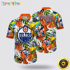 NHL Edmonton Oilers Hawaiian Shirt Tropical Parrot Pattern Summer Hawaiian Shirt