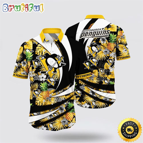 NHL Pittsburgh Penguins Hawaiian Shirt With Tropical Pineapple Summer Hawaiian Shirt
