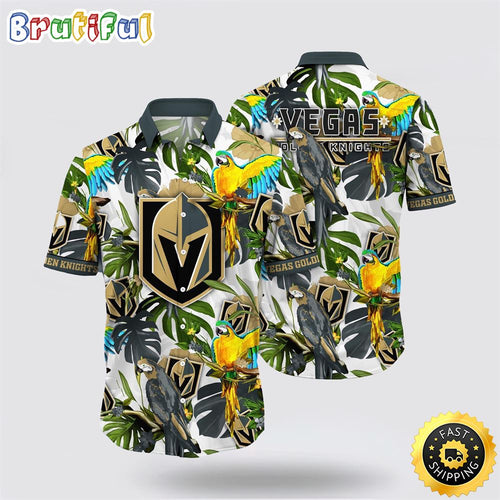 NHL Vegas Golden Knights Hawaiian Shirt Tropical Parrot Pattern Summer Hawaiian Shirt