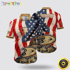 NHL Anaheim Ducks Hawaiian Shirt With American Flag Pattern Summer Hawaiian Shirt