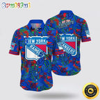 NHL New York Rangers Hawaiian Shirt Tropical Leaf Pattern Summer Hawaiian Shirt