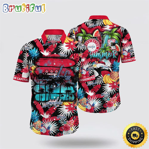 NHL Washington Capitals Hawaiian Shirt With Tropical Fruits Summer Hawaiian Shirt