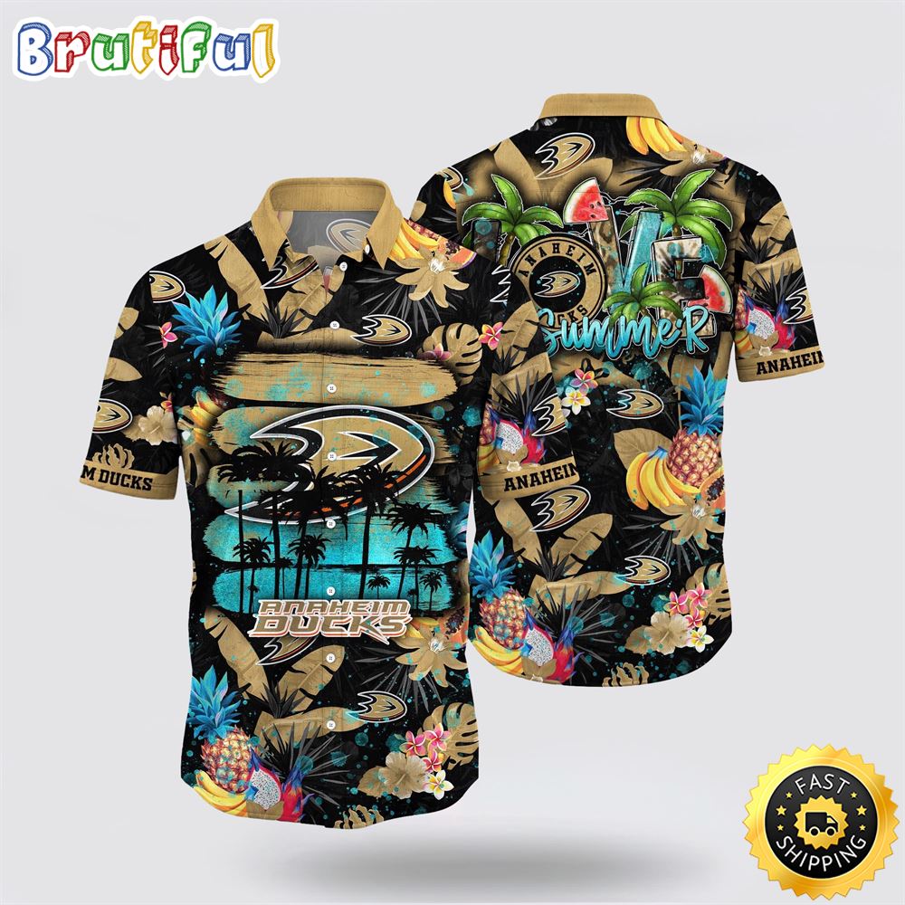 NHL Anaheim Ducks Hawaiian Shirt With Tropical Fruits Summer Hawaiian Shirt