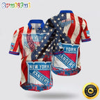 NHL New York Rangers Hawaiian Shirt With American Flag Pattern Summer Hawaiian Shirt