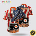 NHL Philadelphia Flyers Hawaiian Shirt With American Flag Pattern Summer Hawaiian Shirt