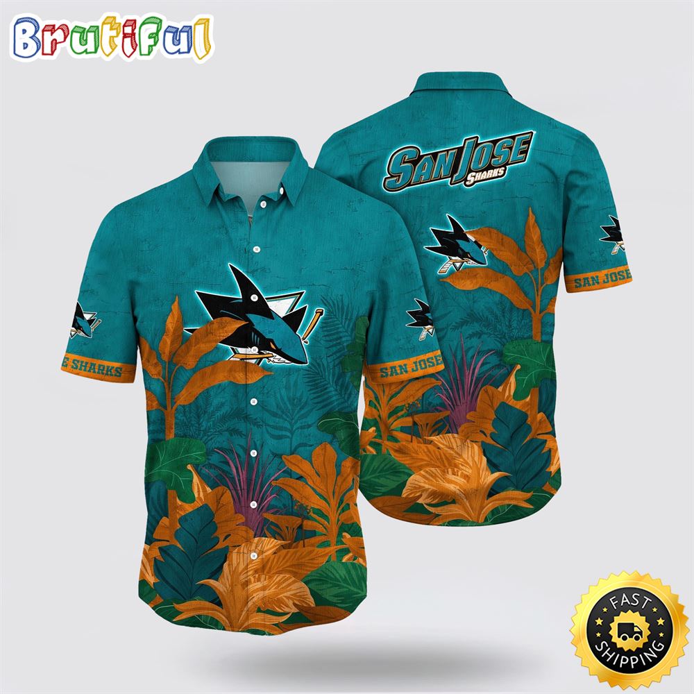 NHL San Jose Sharks Hawaiian Shirt Tropical Forest Motifs Summer Hawaiian Shirt