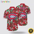 NHL Montreal Canadiens Hawaiian Shirt Tropical Leaf Pattern Summer Hawaiian Shirt