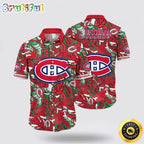 NHL Montreal Canadiens Hawaiian Shirt Tropical Leaf Pattern Summer Hawaiian Shirt