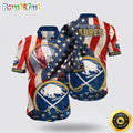 NHL Buffalo Sabres Hawaiian Shirt With American Flag Pattern Summer Hawaiian Shirt