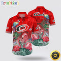 NHL Carolina Hurricanes Hawaiian Shirt Tropical Parrot And Flamingo Motifs Summer Hawaiian Shirt