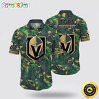 NHL Vegas Golden Knights Hawaiian Shirt Tropical Leaf Pattern Summer Hawaiian Shirt