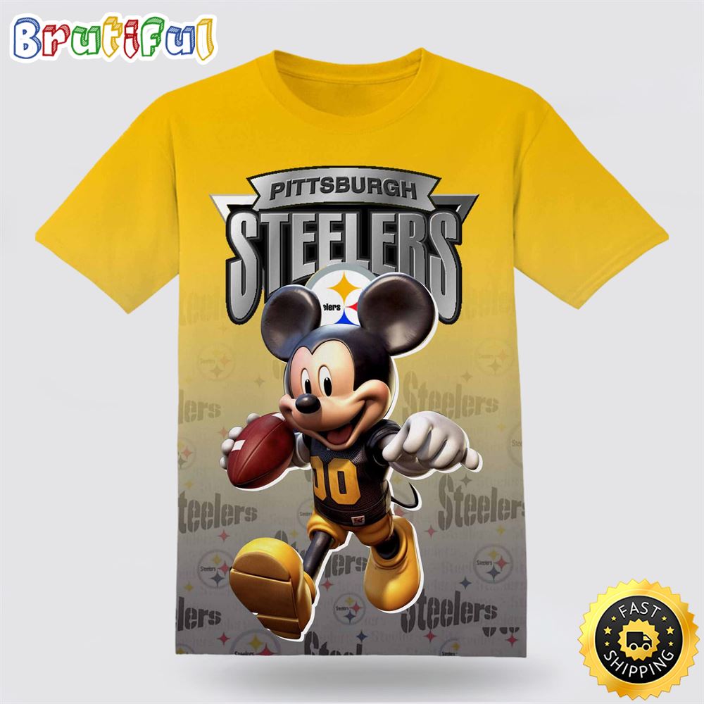 NFL Pittsburgh Steelers Mickey Football Player T Shirt Your Team Pride In Laid Back Fashion