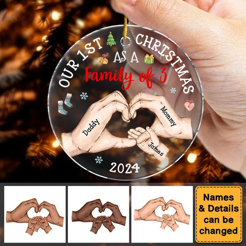 Baby’s First Christmas As A Family - Personalized Circle Acrylic Ornament - Babies 1st Christmas Gifts