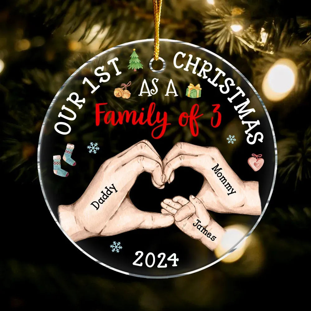 Baby’s First Christmas As A Family - Personalized Circle Acrylic Ornament - Babies 1st Christmas Gifts