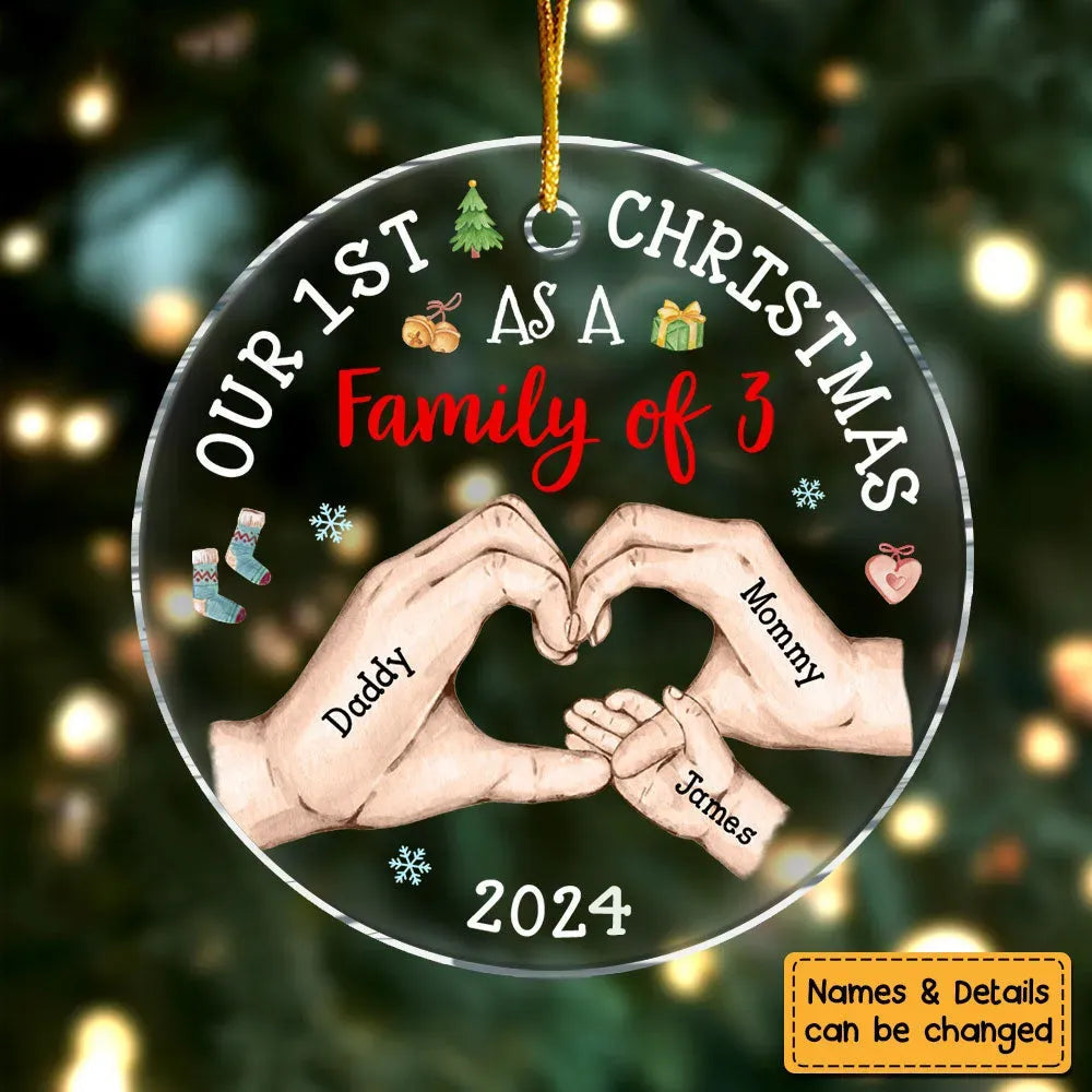 Baby’s First Christmas As A Family - Personalized Circle Acrylic Ornament - Babies 1st Christmas Gifts
