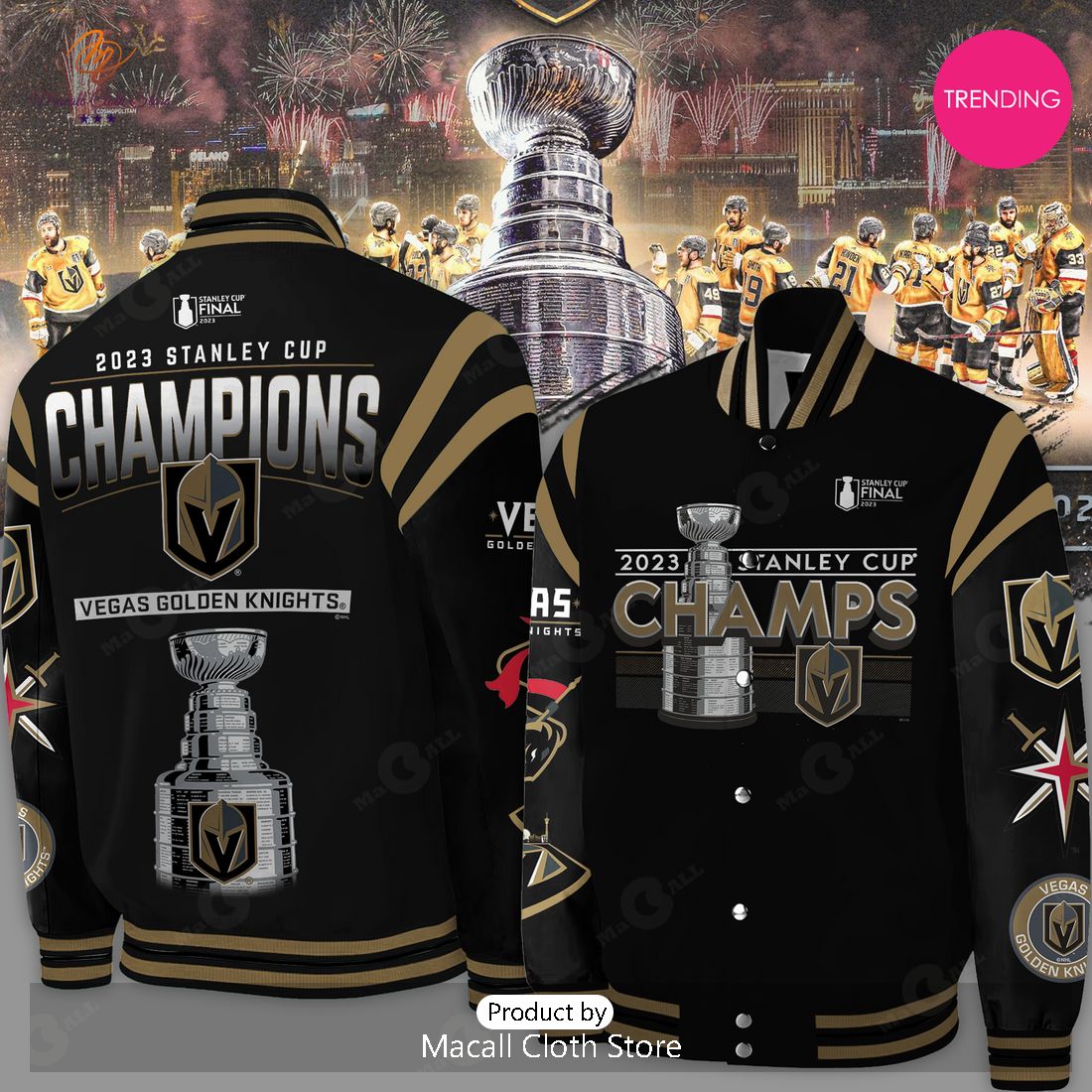 2023 Stanley Cup Champions Vegas Golden Knights Black Bomber Jacket