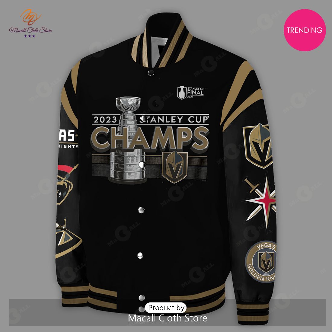 2023 Stanley Cup Champions Vegas Golden Knights Black Bomber Jacket