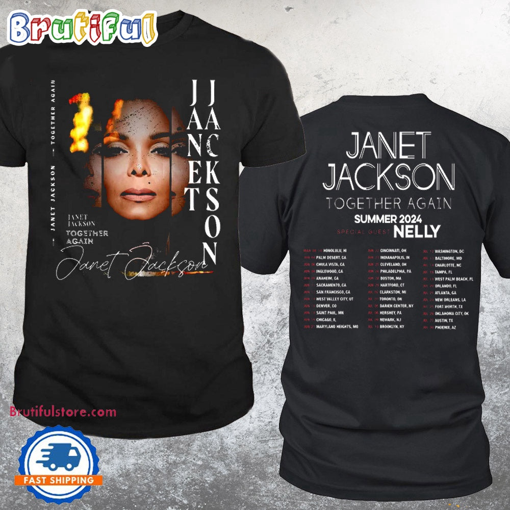 2024 Tour Janet Jackson Together Again T-Shirt, Janet Jackson Signature Fan Gifts Shirt